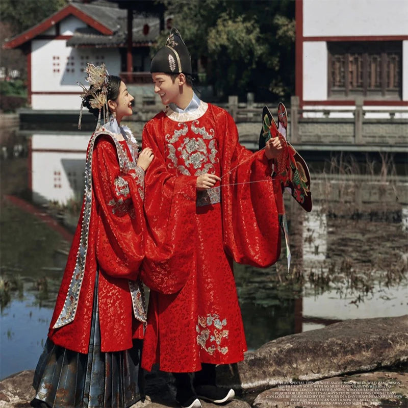 Ming Dynasty Hanfu Wedding Dress 2022 New Couple Show Hefu Chinese Ancient Wedding Dress Full Set Fengguan Xiapei Wedding Dress