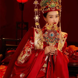 Chinese wedding dress Red Hanfu Ming wedding Chinese wedding bride wedding dress men and women couples set Performance dress