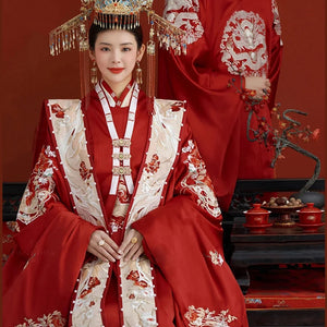 Chinese wedding dress Red Hanfu Ming wedding Chinese wedding bride wedding dress men and women couples set Performance dress