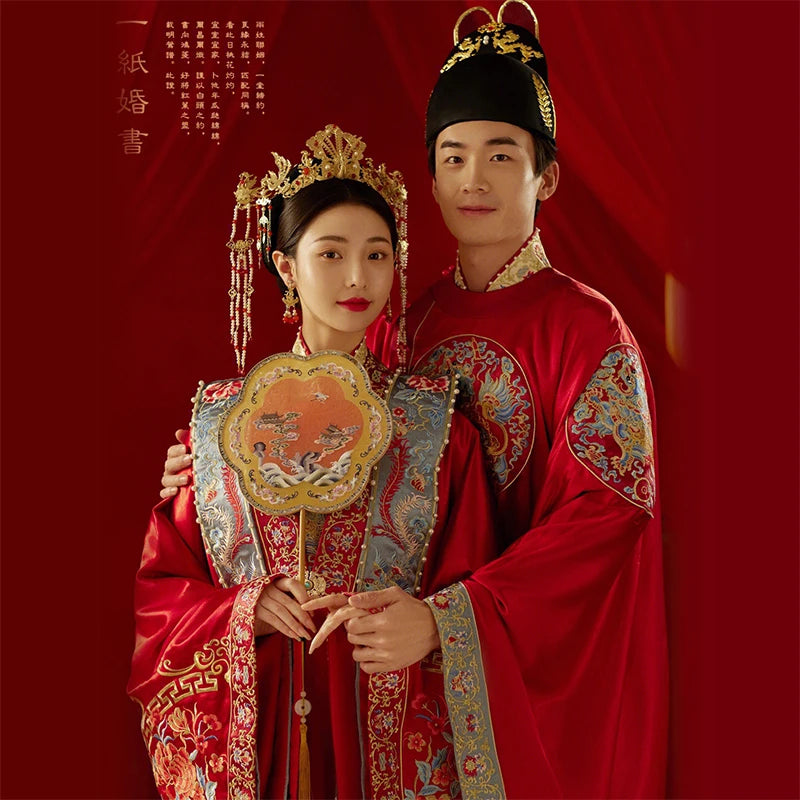 Chinese Traditional Hanfu Hgh-end Wedding Dress Chinese Wedding Long Cape Ming Dynasty Women's Shawl Long Tail Ancient Costume