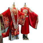 Last inn bildet i Galleri-visningsprogrammet, Chinese Wedding Apparel Ming Dynasty Hanfu Wedding Dress with Ancient Rhyme: Men and Women in Tang Suit Couple
