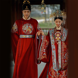 Chinese Traditional Hanfu Hgh-end Wedding Dress Chinese Wedding Long Cape Ming Dynasty Women's Shawl Long Tail Ancient Costume