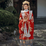 Lade das Bild in den Galerie-Viewer, Ming Dynasty Hanfu Wedding Dress 2022 New Couple Show Hefu Chinese Ancient Wedding Dress Full Set Fengguan Xiapei Wedding Dress
