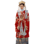 Load image into Gallery viewer, Ming Dynasty Hanfu Wedding Dress 2022 New Couple Show Hefu Chinese Ancient Wedding Dress Full Set Fengguan Xiapei Wedding Dress

