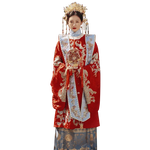 Lade das Bild in den Galerie-Viewer, Ming Dynasty Hanfu Wedding Dress 2022 New Couple Show Hefu Chinese Ancient Wedding Dress Full Set Fengguan Xiapei Wedding Dress
