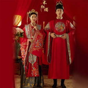 Chinese Traditional Hanfu Hgh-end Wedding Dress Chinese Wedding Long Cape Ming Dynasty Women's Shawl Long Tail Ancient Costume