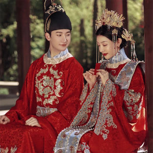 Ming Dynasty Hanfu Wedding Dress 2022 New Couple Show Hefu Chinese Ancient Wedding Dress Full Set Fengguan Xiapei Wedding Dress