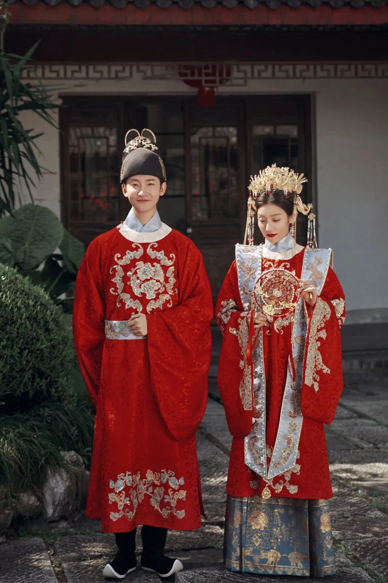 Ming Dynasty Hanfu Wedding Dress 2022 New Couple Show Hefu Chinese Ancient Wedding Dress Full Set Fengguan Xiapei Wedding Dress