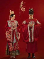 Load image into Gallery viewer, Couple Phoenix Dragon Embroidery Wedding Dress Elegant Mandarin Collar Cheongsam Chinese Style Exquisite Marriage Set
