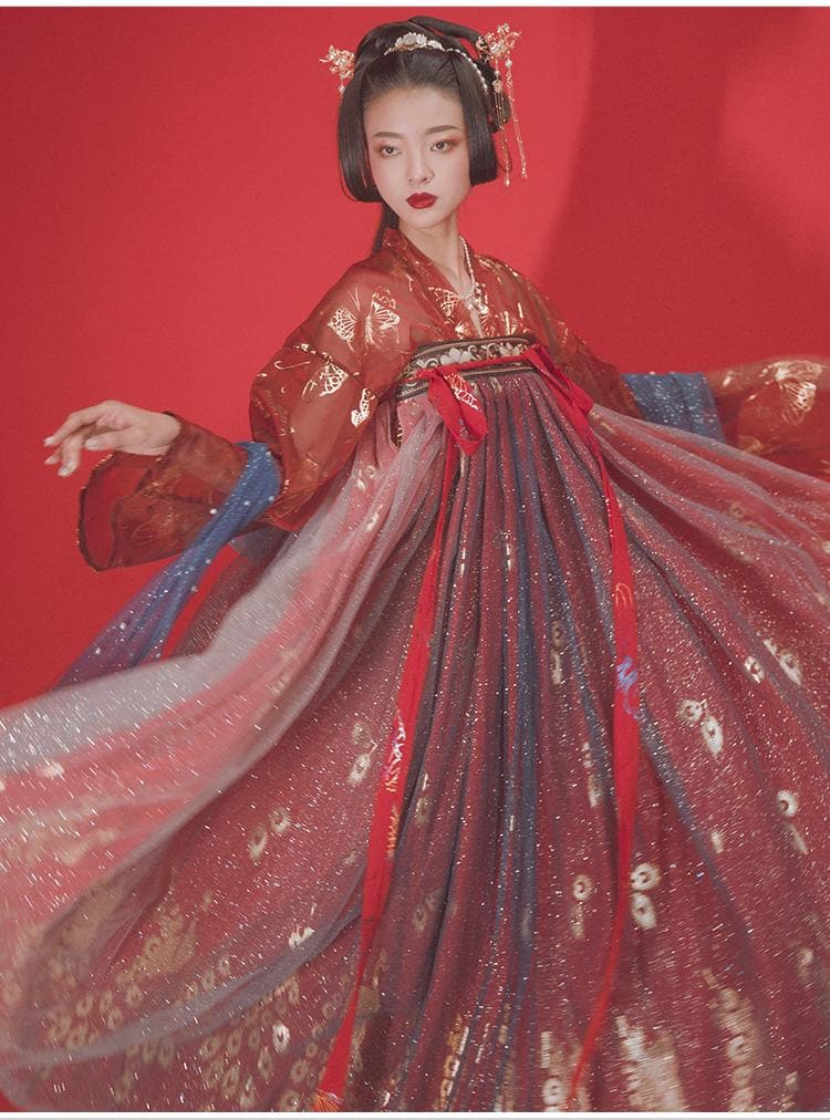 A very temperamental Chinese traditional cultural costume female Hanfu, it looks noble and elegant like a fairy. Tryst Hanfus  is the best Hanfu brand in China, a model of modern Hanfu. Enjoy the temptation of uniforms brought by fairy skirts. Give a Hanfu costume. Gift for your girlfriend,hanfu dress