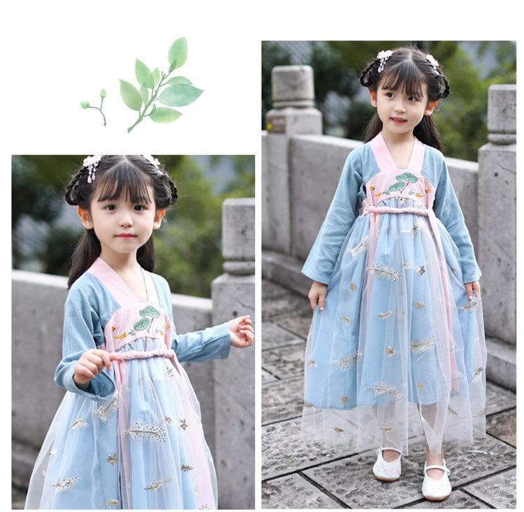 Chinese traditional dress for girls modern hanfu kids tang clothing embroidery fairy hanfu costume for children hanfu dress Kids  | Tryst Hanfus