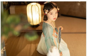 Children Hanfu girl brocade scale chest dress fairy Chinese style koi embroidery spring and summer ancient performance clothing | Tryst Hanfus