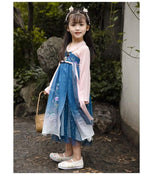 Load image into Gallery viewer, A very temperamental Chinese traditional cultural costume children Hanfu, it looks noble and elegant like a fairy. Tryst Hanfus  is the best Hanfu brand in China, a model of modern Hanfu. Enjoy the temptation of uniforms brought by fairy skirts. Give a Hanfu costume. Gift for your children, boy and girl Children hanfu dress
