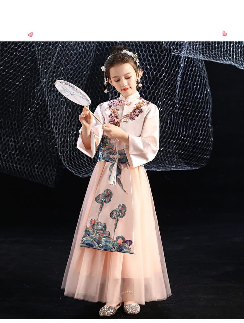 Chinese Hanfu  Dress For Girls Dresses Kids Clothes Wedding Events Flower Girl Dress Birthday Party Costumes Children Clothing | Tryst Hanfus