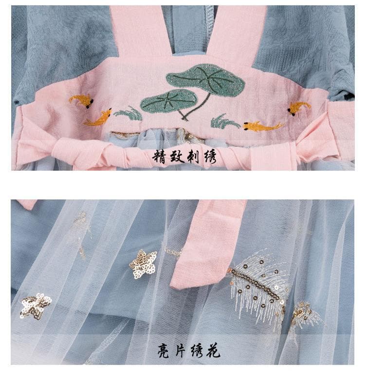 A very temperamental Chinese traditional cultural costume children Hanfu, it looks noble and elegant like a fairy. Tryst Hanfus  is the best Hanfu brand in China, a model of modern Hanfu. Enjoy the temptation of uniforms brought by fairy skirts. Give a Hanfu costume. Gift for your children, boy and girl Children hanfu dress