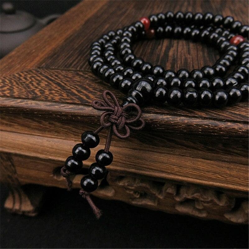 Black/Red 108 Beads 8mm Sandalwood Buddhist Jewelry Buddha Wood Prayer Bead Mala Unisex Men Bracelets & Bangles Jewelry Bijoux