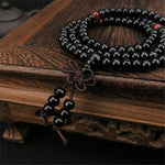 Muatkan imej ke dalam penonton Galeri, Black/Red 108 Beads 8mm Sandalwood Buddhist Jewelry Buddha Wood Prayer Bead Mala Unisex Men Bracelets &amp; Bangles Jewelry Bijoux
