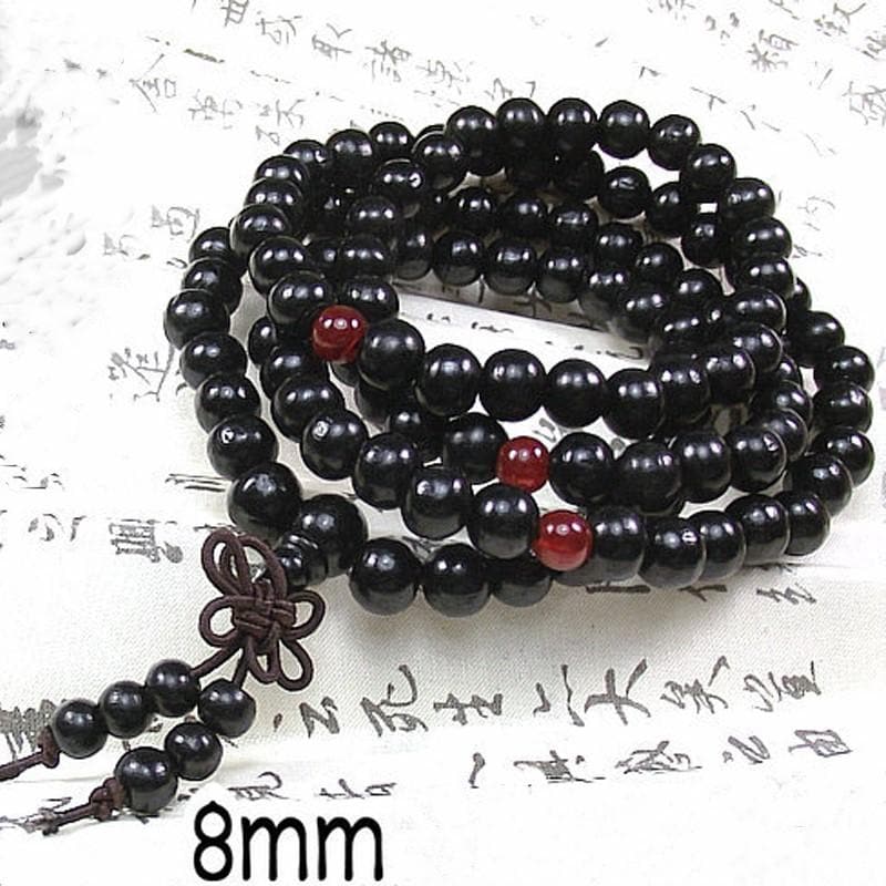 Black/Red 108 Beads 8mm Sandalwood Buddhist Jewelry Buddha Wood Prayer Bead Mala Unisex Men Bracelets & Bangles Jewelry Bijoux