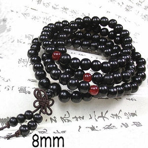 Black/Red 108 Beads 8mm Sandalwood Buddhist Jewelry Buddha Wood Prayer Bead Mala Unisex Men Bracelets & Bangles Jewelry Bijoux