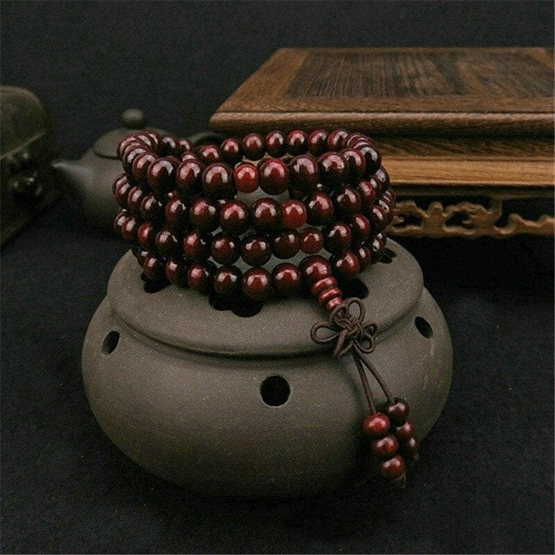 Black/Red 108 Beads 8mm Sandalwood Buddhist Jewelry Buddha Wood Prayer Bead Mala Unisex Men Bracelets & Bangles Jewelry Bijoux