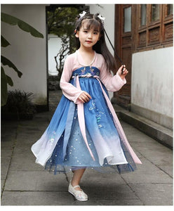 Children Cute Vintage Embroidery Sequin Hanfu Princess Dress for Girl Ancient Chinese Traditional Fairy Costume Clothes Clothing  | Tryst Hanfus