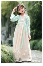 Muatkan imej ke dalam penonton Galeri, Girls Hanfu Chinese Traditional Dress Children Tang Suit Ancient Fairy Costume  Han Tang Dynasty Princess Dresses | Tryst Hanfus
