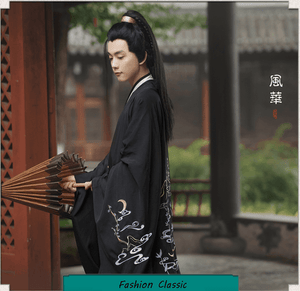 Men's large size original Hanfu black embroidery martial arts domineering knight Chinese style elegant Hanfu male丨Tryst Hanfu & Cheongsam