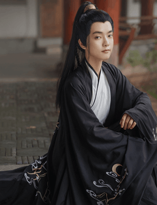 Men's large size original Hanfu black embroidery martial arts domineering knight Chinese style elegant Hanfu male丨Tryst Hanfu & Cheongsam