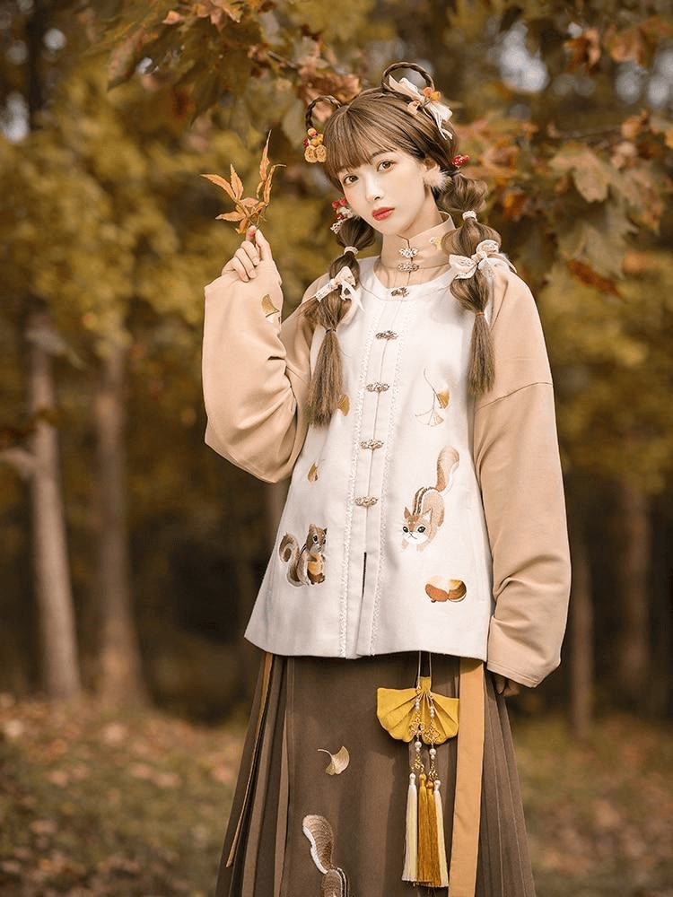 Novelty Winter Thick Camel Hanfu Set Hanfu Chinese Ancient Traditional Women New Year Costume For Women Stage Performance | Tryst Hanfus