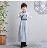 Muatkan imej ke dalam penonton Galeri, Children Ancient Costume Hanfu Boys Girls Traditional Chinese Folk Dance Clothes Retro Embroidery Dress Stage Performance Wear | Tryst Hanfus
