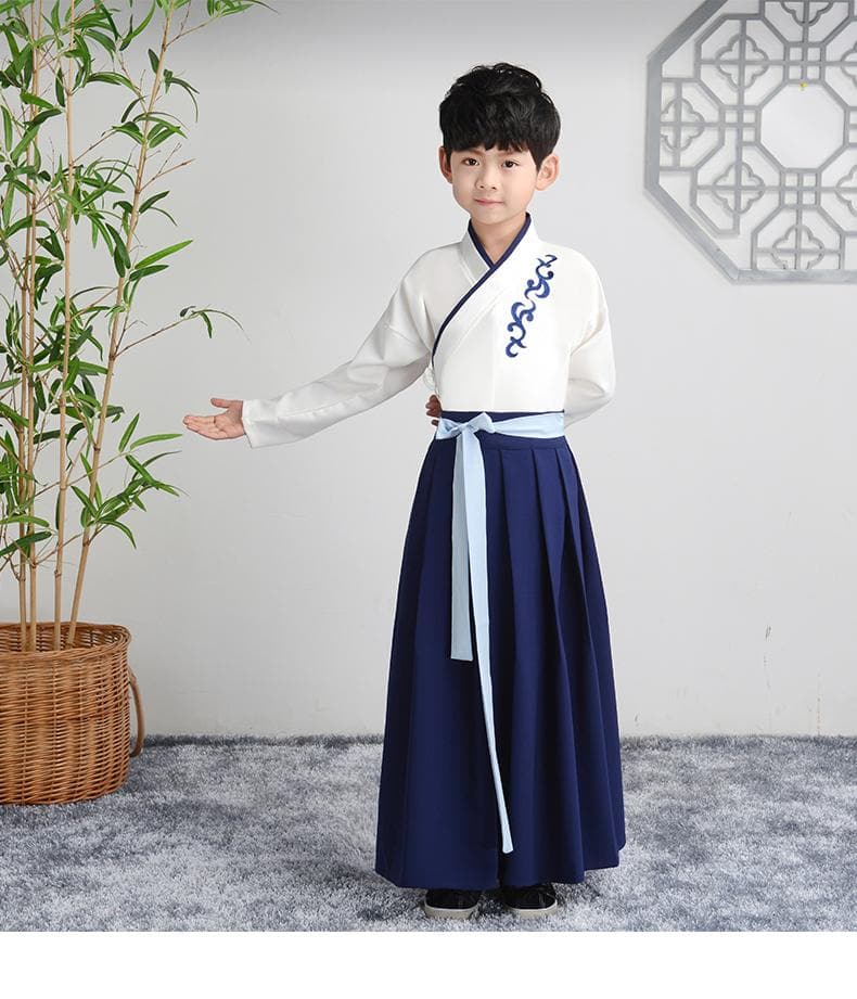 Children Ancient Costume Hanfu Boys Girls Traditional Chinese Folk Dance Clothes Retro Embroidery Dress Stage Performance Wear | Tryst Hanfus