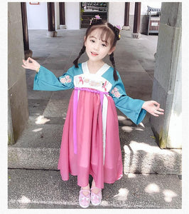 Children Cute Vintage Embroidery Summer Hanfu Princess Dress for Girl Ancient Chinese Traditional Fairy Costume Clothes Clothing | Tryst Hanfus