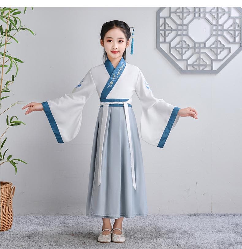 Children Ancient Costume Hanfu Boys Girls Traditional Chinese Folk Dance Clothes Retro Embroidery Dress Stage Performance Wear | Tryst Hanfus