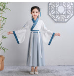 Lade das Bild in den Galerie-Viewer, Children Ancient Costume Hanfu Boys Girls Traditional Chinese Folk Dance Clothes Retro Embroidery Dress Stage Performance Wear | Tryst Hanfus
