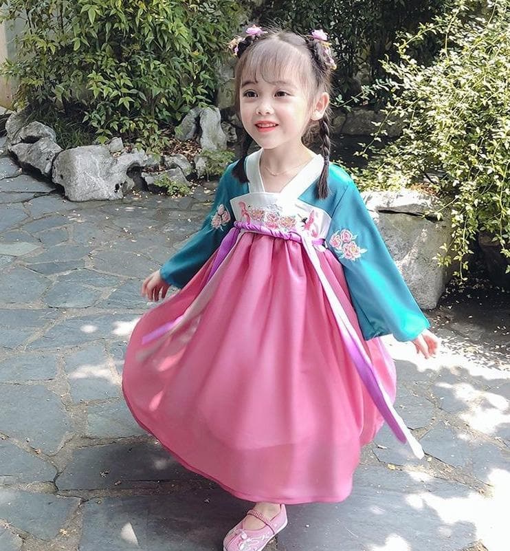 Girls' summer dress floral princess dress summer 2023 new Korean