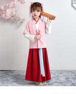 Lade das Bild in den Galerie-Viewer, Children Ancient Costume Hanfu Boys Girls Traditional Chinese Folk Dance Clothes Retro Embroidery Dress Stage Performance Wear | Tryst Hanfus
