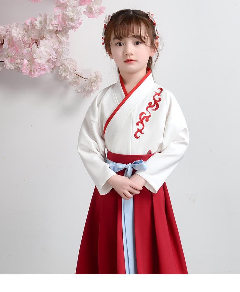 Children Ancient Costume Hanfu Boys Girls Traditional Chinese Folk Dance Clothes Retro Embroidery Dress Stage Performance Wear | Tryst Hanfus