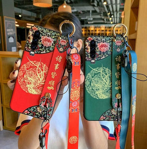 Good luck with everythingTPU Case For HUAWEI iPhone Pro Max Vintage Phoenix pattern Necklace Shoulder Strap Cord Stand Cover