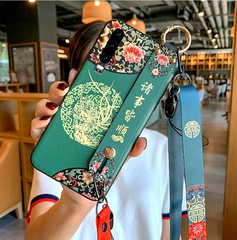 Good luck with everythingTPU Case For HUAWEI iPhone Pro Max Vintage Phoenix pattern Necklace Shoulder Strap Cord Stand Cover