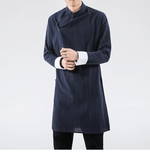 Load image into Gallery viewer, Chinese style men&#39;s long shirt with diagonal button 丨Tryst Hanfu &amp; Cheongsam
