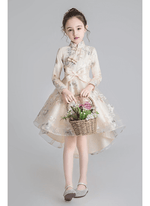 Load image into Gallery viewer, Flower Girl Dress Wedding Dress Birthday Dress Pageant Dresses Lace Embroidery Dress Winter Dress Princess Chinese Style Dress | Tryst Hanfus
