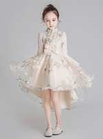 Load image into Gallery viewer, Flower Girl Dress Wedding Dress Birthday Dress Pageant Dresses Lace Embroidery Dress Winter Dress Princess Chinese Style Dress | Tryst Hanfus
