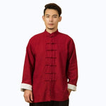 Muatkan imej ke dalam penonton Galeri, Tang Suit for Men Chinese Traditional Jacket Autumn Casual Linen Full Sleeve Shirt Tops Pure Color Hanfu Kungfu Uniform Outfits | Tryst Hanfus
