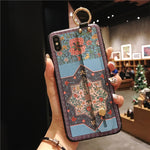 Load image into Gallery viewer, Retro flowers Wirst Strap Soft TPU Case For iphone 7 8 6S plus Case For iphone 12 Mini 11 13 Pro X XS MAX XR  phone Holder Case
