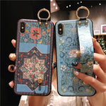 Load image into Gallery viewer, Retro flowers Wirst Strap Soft TPU Case For iphone 7 8 6S plus Case For iphone 12 Mini 11 13 Pro X XS MAX XR  phone Holder Case
