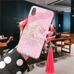 Load image into Gallery viewer, Chinese Style Embossed Tassel Phone Case for iPhone 11 12 13 Pro Max XS MAX XR Soft Back Cover for iPhone X 8 7 6S 6 Plus Coque
