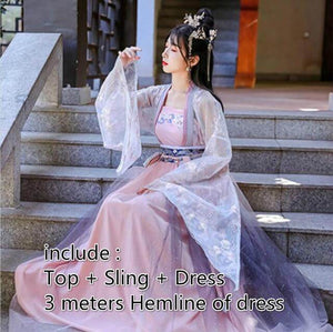 A very temperamental Chinese traditional cultural costume female Hanfu, it looks noble and elegant like a fairy. Tryst Hanfus  is the best Hanfu brand in China, a model of modern Hanfu. Enjoy the temptation of uniforms brought by fairy skirts. Give a Hanfu costume. Gift for your girlfriend, hanfu dress