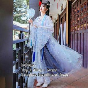 A very temperamental Chinese traditional cultural costume female Hanfu, it looks noble and elegant like a fairy. Tryst Hanfus  is the best Hanfu brand in China, a model of modern Hanfu. Enjoy the temptation of uniforms brought by fairy skirts. Give a Hanfu costume. Gift for your girlfriend, hanfu dress