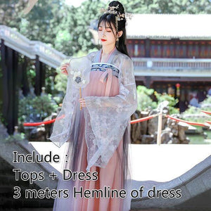 A very temperamental Chinese traditional cultural costume female Hanfu, it looks noble and elegant like a fairy. Tryst Hanfus  is the best Hanfu brand in China, a model of modern Hanfu. Enjoy the temptation of uniforms brought by fairy skirts. Give a Hanfu costume. Gift for your girlfriend, hanfu dress