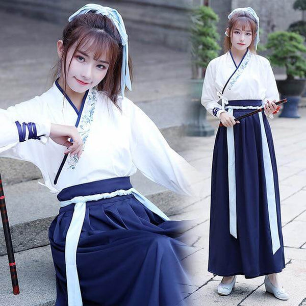 Chinese Ancient Folk Dance Costume Women Hanfu Men Swordsman
